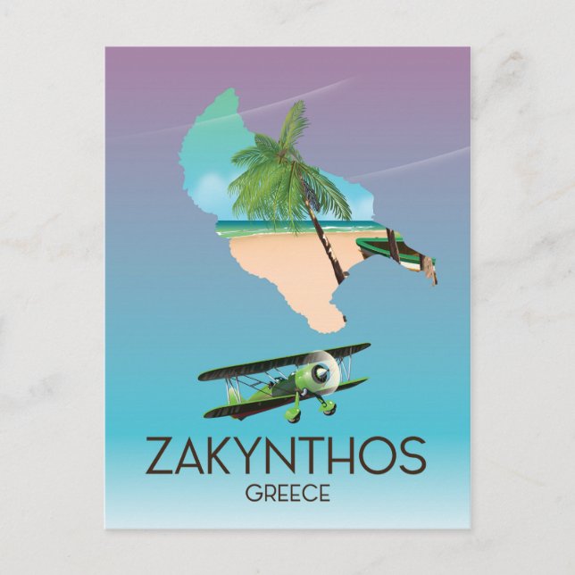 Zakynthos Griechenland-Karte Reiseplakat Postkarte (Vorderseite)