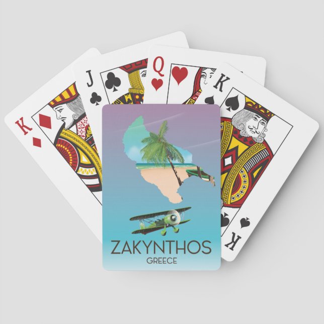 Zakynthos Griechenland-Karte Reiseplakat Spielkarten (Rückseite)
