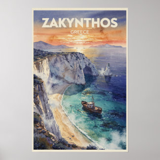Zakynthos Griechenland Vintage Reise Poster