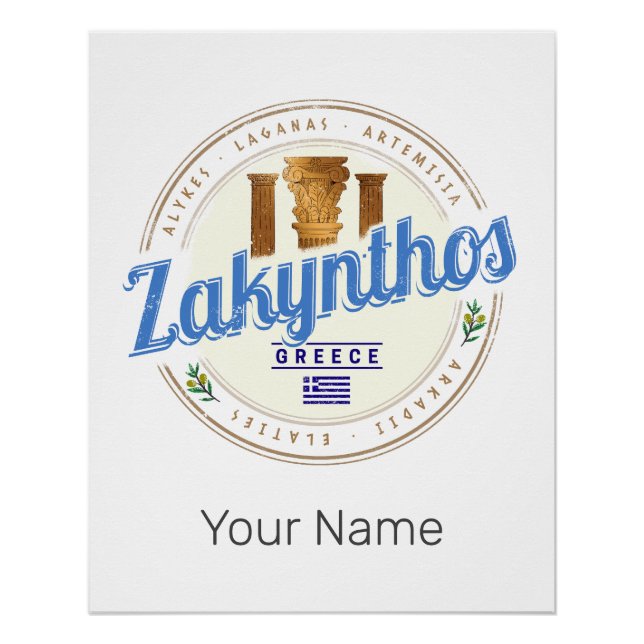 Zakynthos Island Griechenland Urlaub Vintag Souven Poster (Vorderseite)