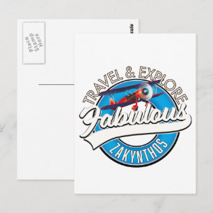 Zakynthos Logo in einem schönen Retro-Stil. Postkarte