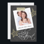 Zalig Kerstfeest Chalkboard Foto Rahmen und Band<br><div class="desc">Große flache Grüße für Weihnachten mit Zalig Kerstfeest Textdetails - Niederländische katholische Flachkarten mit .. Chalkboard und Foto Rahmen mit gestreiftem Band und goldenen Sternen schwarz-weiß Design .. X-Mas / Ferien-Flachkarten für Ihre persönlichen Daten mit Ihrem eigenen Foto und Text aus Ricaso</div>