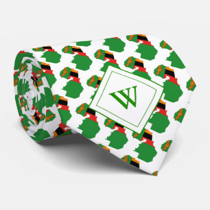 ZAMBIA Christlich Scripting Monogram Flag Krawatte