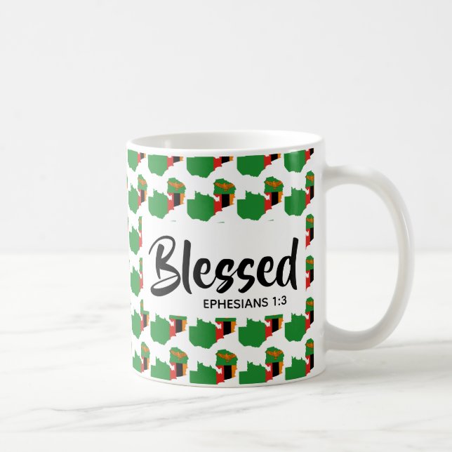 ZAMBIA FLAG Ephesians Scripting Christlich gesegne Kaffeetasse (Rechts)
