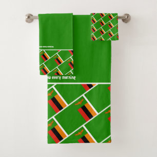 ZAMBIA FLAG Gewohnte Schrift GREEN Sambia Badhandtuch Set