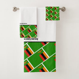 ZAMBIA FLAG Gewohnte Schrift WEISS Sambia Badhandtuch Set