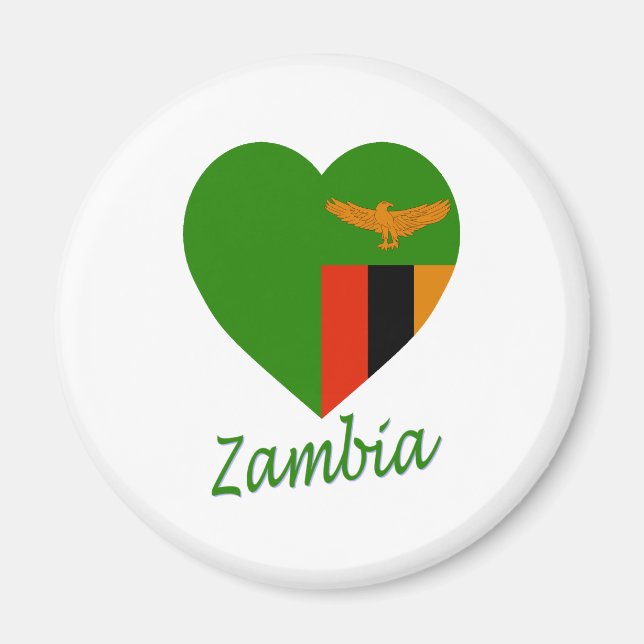 Zambia Flag Herz Magnet (Vorne)