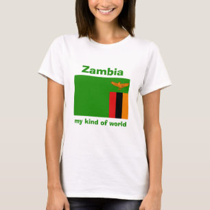 Zambia Flag + Karte + Text-T - Shirt