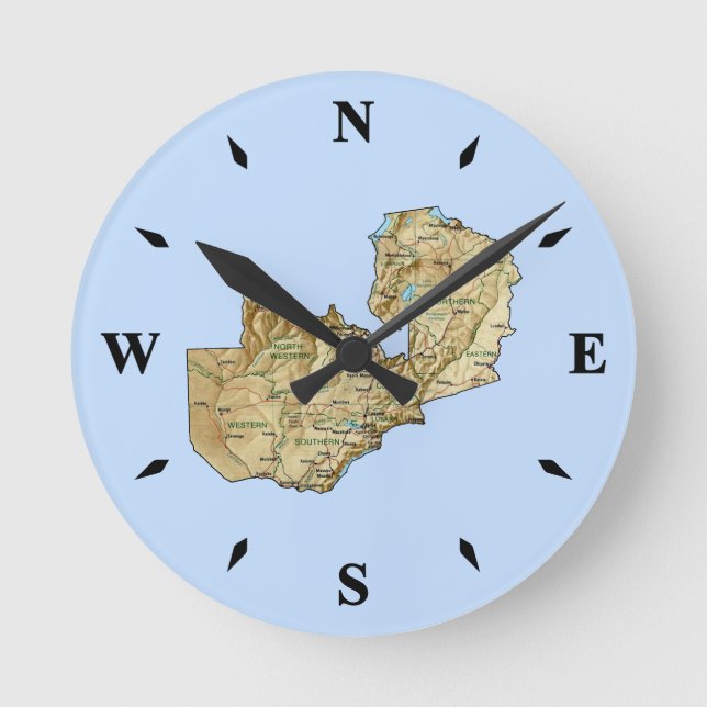 Zambia Kartensperre Runde Wanduhr (Vorderseite)