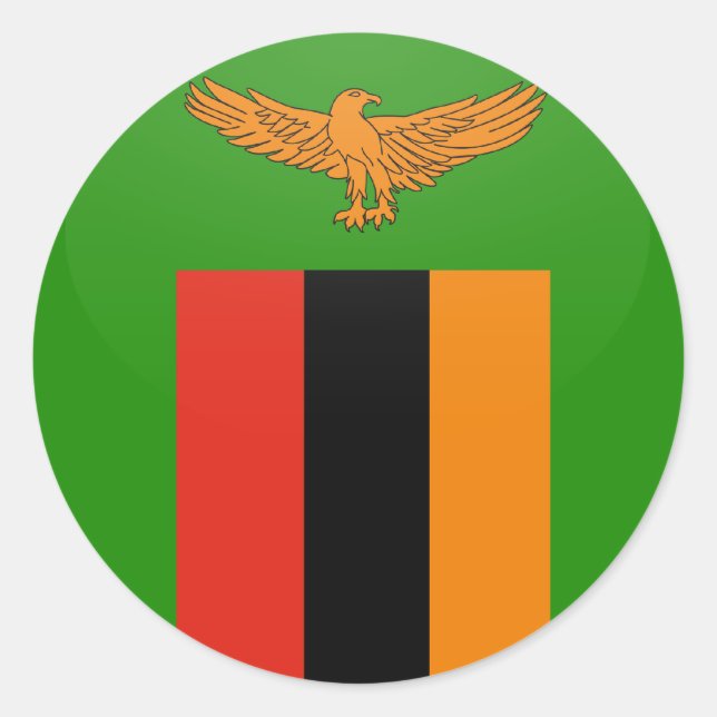 Zambia Qualitätsflaggenzirkel Runder Aufkleber (Vorderseite)