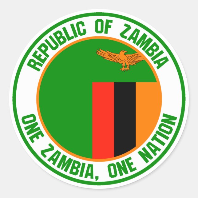 Zambia-RundEmblem Runder Aufkleber (Vorderseite)