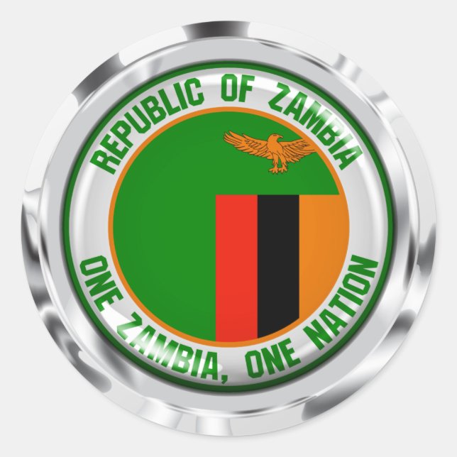 Zambia-RundEmblem Runder Aufkleber (Vorderseite)