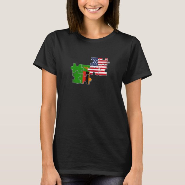 Zambia USA Zambian American Flag T-Shirt (Vorderseite)