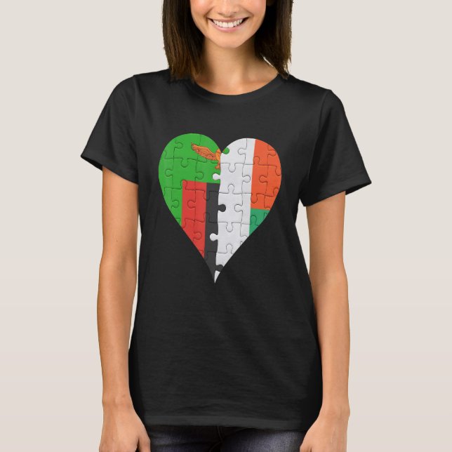 Zambian Flag Herz T-Shirt (Vorderseite)