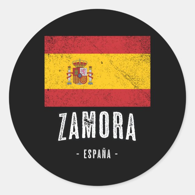 Zamora Spanien Flagge Stadt Top Bandera Ropa Runder Aufkleber (Vorderseite)