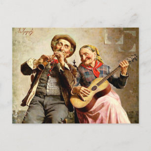 Zampighi - Süße Musik, Vintage-Gemälde Feiertagspostkarte