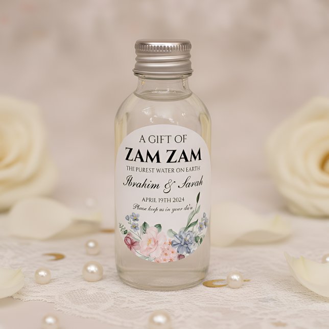 Zamzam water nikah muslim Gastgeschenk Hochzeit fl Runder Aufkleber (Von Creator hochgeladen)