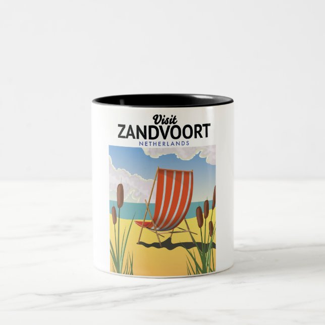 Zandvoort Niederlande Reiseplakat Zweifarbige Tasse (Mittel)