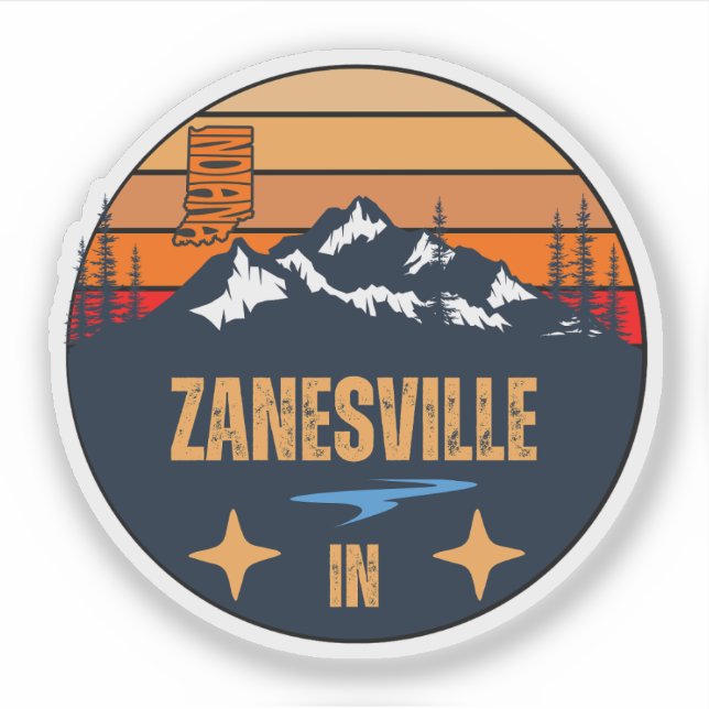 Zanesville, Indiana Aufkleber (Vorderseite)