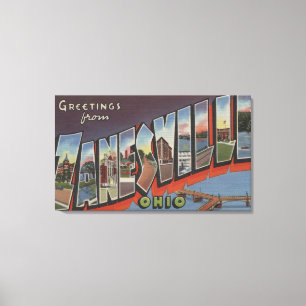 Zanesville, Ohio - große Buchstabe-Szenen Leinwanddruck