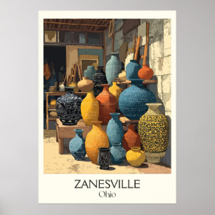 Zanesville Ohio Y-Bridge Stadt Historische Töpfere Poster