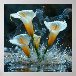 🌿 Zantedeschia Wasser Spritzer Elegante Natur Dek Poster