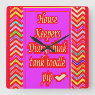 ZANY ART DESIGN MIT HOUSEKEEPER WORTEN QUADRATISCHE WANDUHR