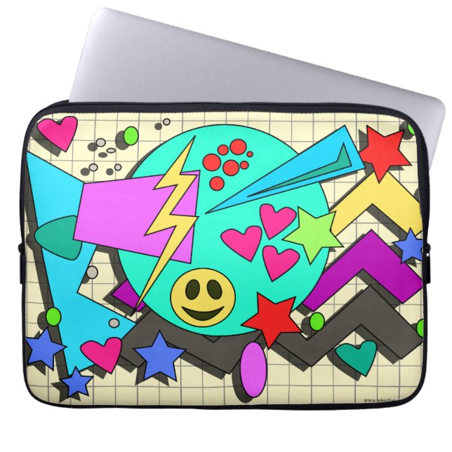 Zany Happy Vibes Flashback Cartoon Pattern Laptopschutzhülle (Vorderseite)