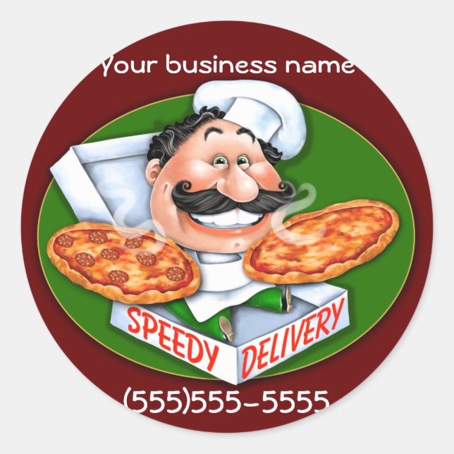 Zany Koch Pizzeria Runder Aufkleber (Vorderseite)