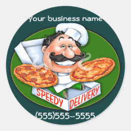 Zany Koch Pizzeria Runder Aufkleber