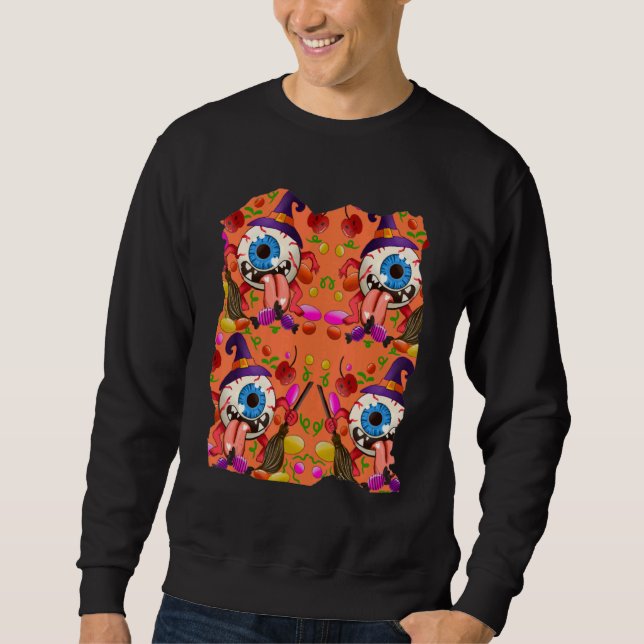 Zany One Eyed Holloween Candy Monster Sweatshirt (Vorderseite)