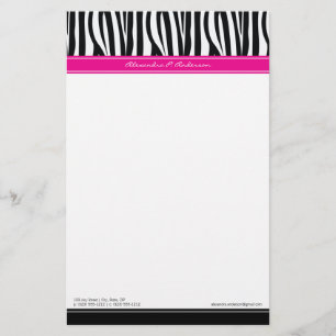 Zany Zebra Hot Pink Customisé Designer papeterie