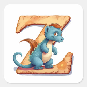 Zany Zippy the Dinosaur Quadratischer Aufkleber