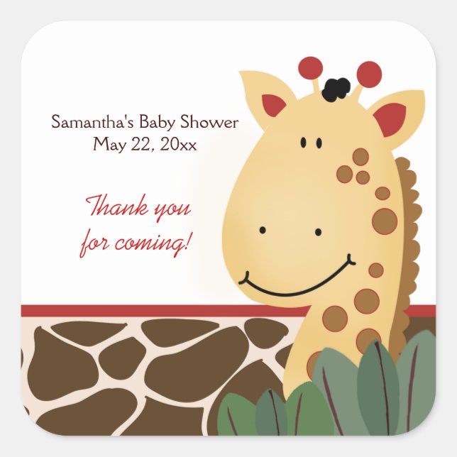 Zanzibar Jungle Giraffe Print SQUARE Gefälligkeits Quadratischer Aufkleber (Vorderseite)