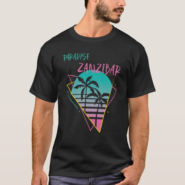 Zanzibar Paradise Palm tree Beach Vacation Ocean S T-Shirt (Vorderseite)