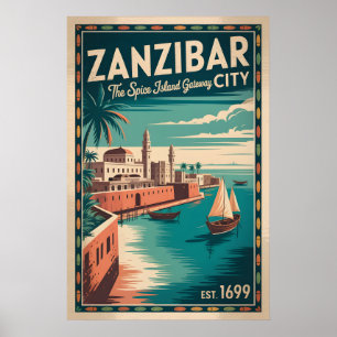 Zanzibar-Stadt Retro-Reiseplakat-Kunst Poster