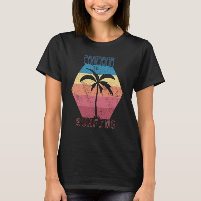 Zanzibar Surfing Palm tree Sun Island Beach Vacati T-Shirt (Vorderseite)