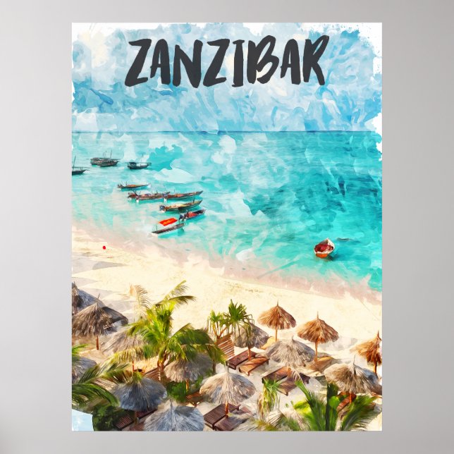 Zanzibar Tansania Vintage Travel   Poster (Vorne)