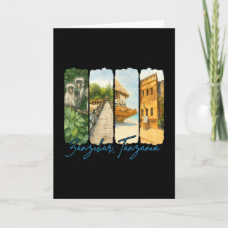 Zanzir Tansania Reisereise Pinselstrich Souvenir Karte