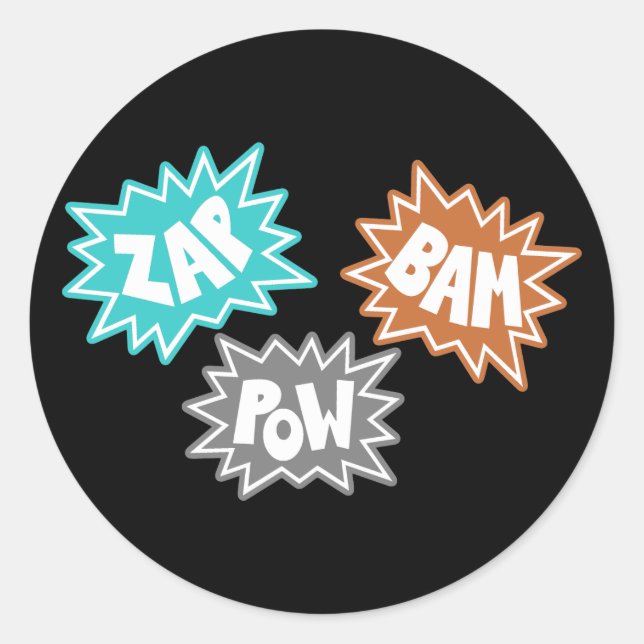 ZAP Bam-KRIEGSGEFANGEN Comic-Ton FX - Orange Runder Aufkleber (Vorderseite)