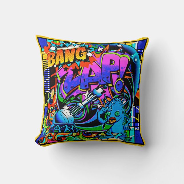 Zap blaues alienthrow-Kissen Kissen (Vorderseite)