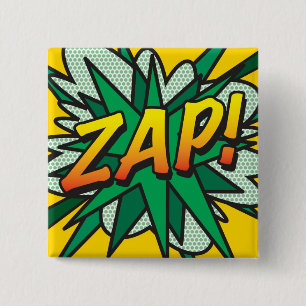 ZAP Fun Retro Comic Pop Kunst, Dichtung und Musik Button