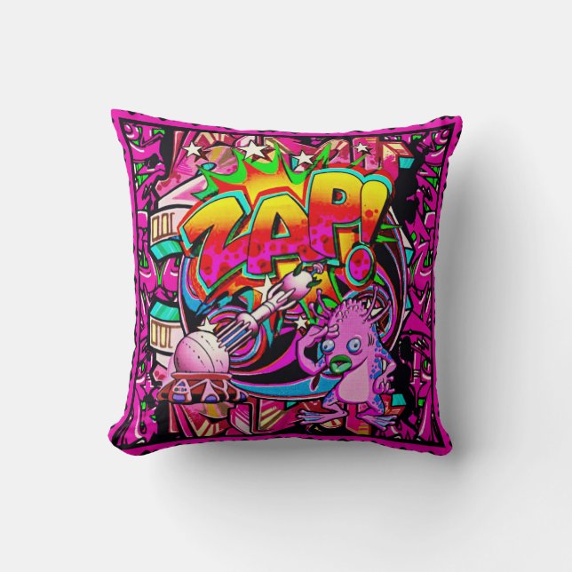Zap rosa alien Throwkissen Kissen (Vorderseite)