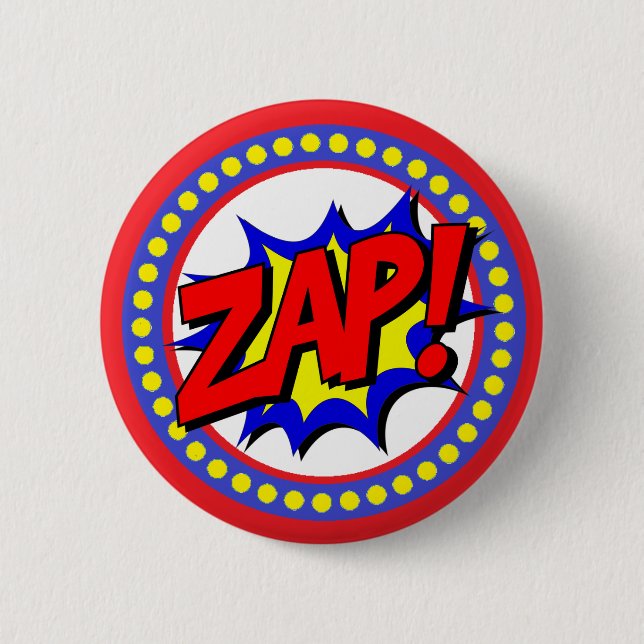 Zap Superhero Cartoon Button (Vorderseite)