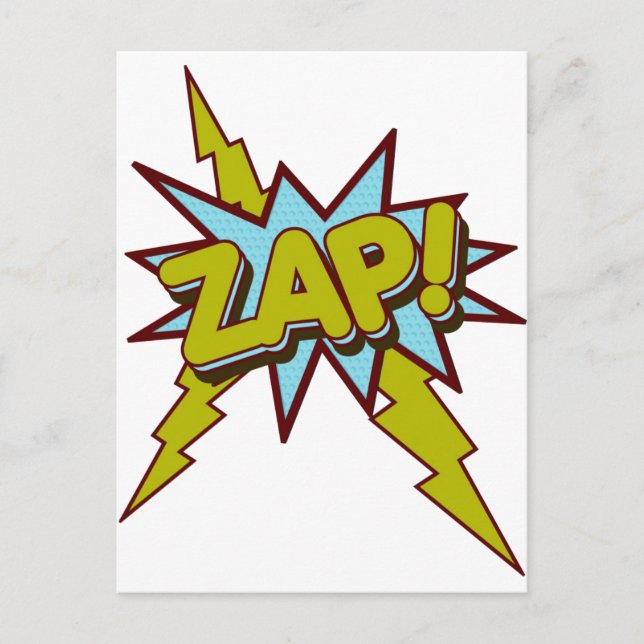 Zap, Zing, Pow! Postkarte (Vorderseite)