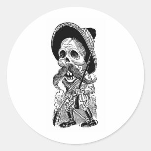 Zapatista Calavera. c. frühes 1900's. Mexiko Runder Aufkleber
