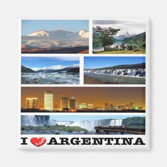 zAR032 ARGENTINA I Liebe, Mosaik, Amerika, Kühlsch Magnet (Vorne)