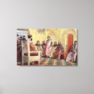 Zar Mikhail Fyodorovich mit Boyars Leinwanddruck