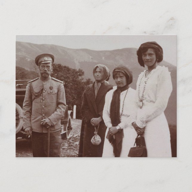 Zar Nicolas von Russland & Töchter, OTMA Romanov Postkarte (Vorderseite)