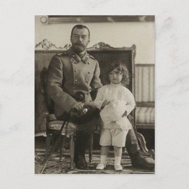 Zar Nicolas, Zarewitsch Alexis von Russland Postka Postkarte (Vorderseite)